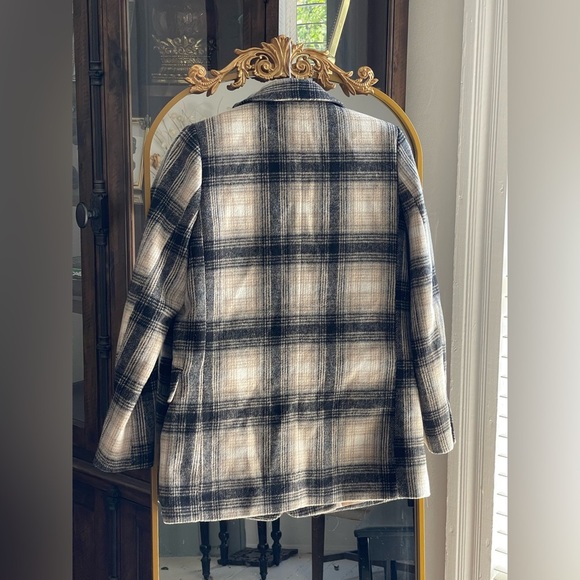 H&M Cream Plaid Women's Blazer Jacket - Picture 9 of 9